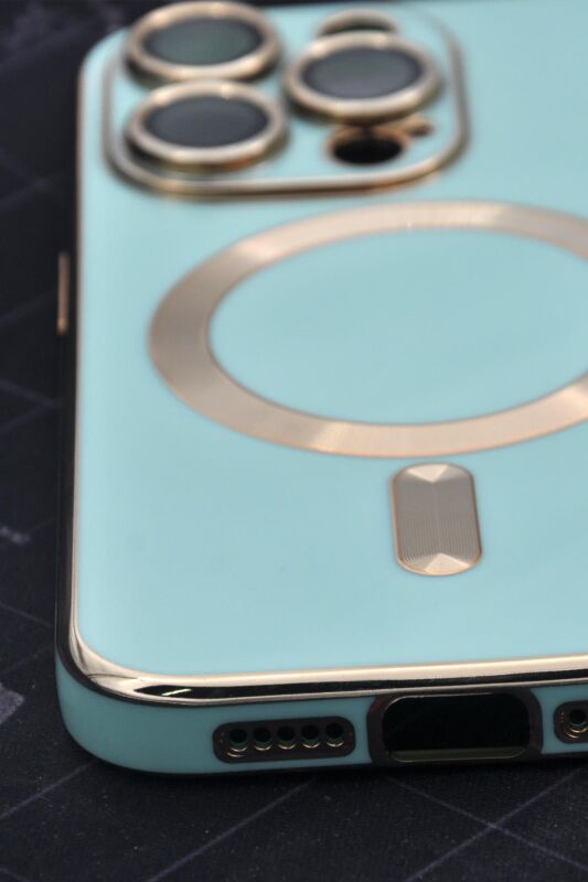 iPhone 13 Pro Max Uyumlu MagSafe Özellikli Lens Korumalı Lazerli Renkli Kılıf Mint Yeşili - 4