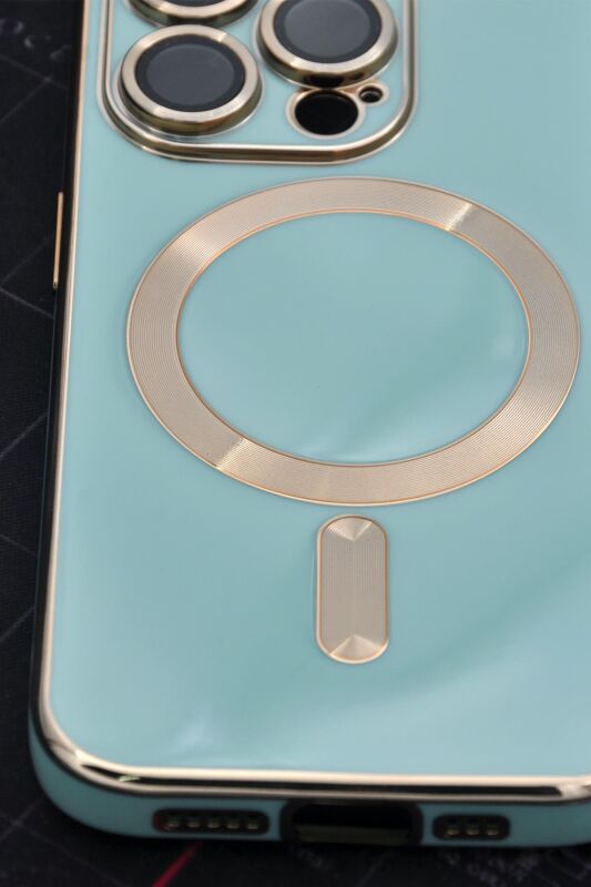 iPhone 13 Pro Max Uyumlu MagSafe Özellikli Lens Korumalı Lazerli Renkli Kılıf Mint Yeşili - 7