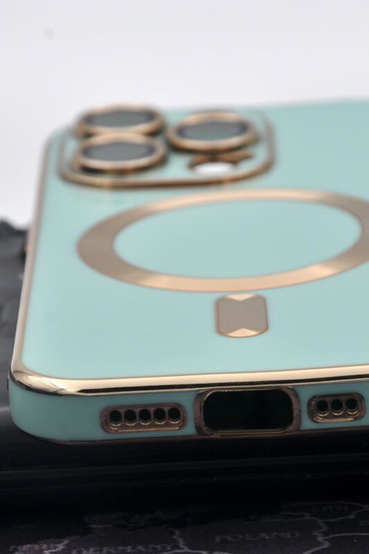 iPhone 13 Pro Max Uyumlu MagSafe Özellikli Lens Korumalı Lazerli Renkli Kılıf Mint Yeşili - 8