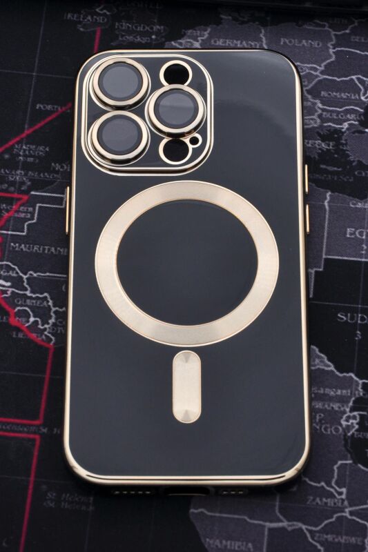 iPhone 13 Pro Max Uyumlu MagSafe Özellikli Lens Korumalı Lazerli Renkli Kılıf Siyah - 2