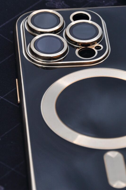 iPhone 13 Pro Max Uyumlu MagSafe Özellikli Lens Korumalı Lazerli Renkli Kılıf Siyah - 4