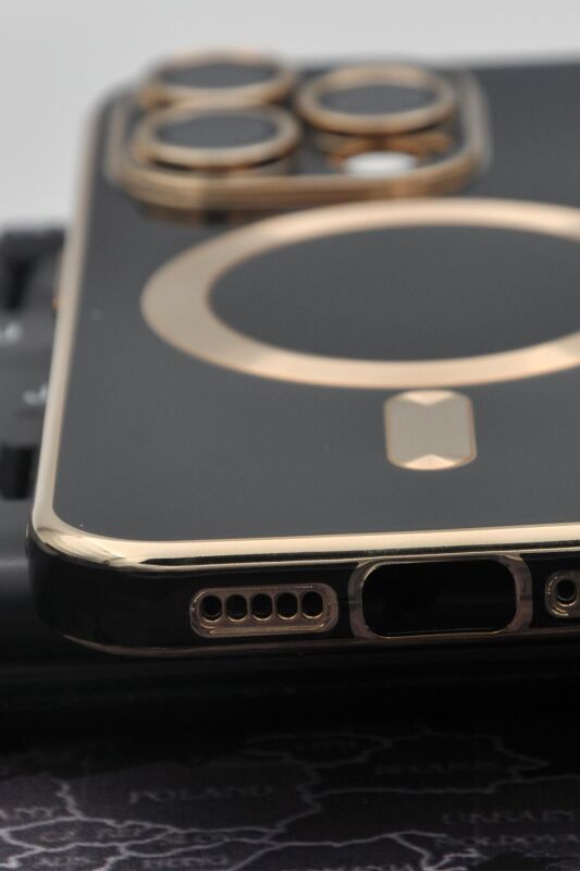 iPhone 13 Pro Max Uyumlu MagSafe Özellikli Lens Korumalı Lazerli Renkli Kılıf Siyah - 7