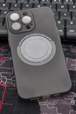 iPhone 13 Pro Max Uyumlu Siyah Renkli Yarı Şeffaf İnce Sert Kapak Kılıf Kamera Lens Korumalı - 1