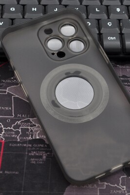 iPhone 13 Pro Max Uyumlu Siyah Renkli Yarı Şeffaf İnce Sert Kapak Kılıf Kamera Lens Korumalı - 5