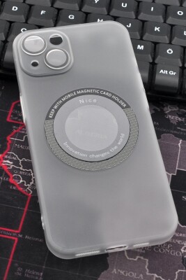 iPhone 13 Uyumlu Beyaz Renkli Yarı Şeffaf İnce Sert Kapak Kılıf Kamera Lens Korumalı - 1