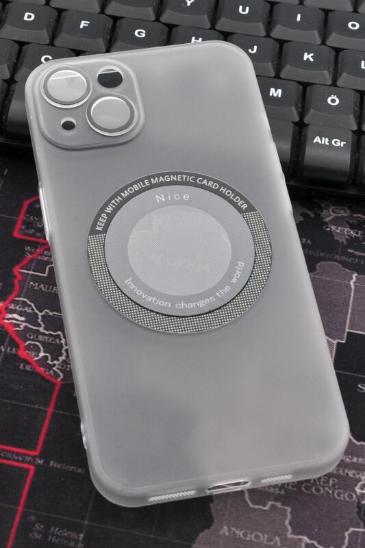 iPhone 13 Uyumlu Beyaz Renkli Yarı Şeffaf İnce Sert Kapak Kılıf Kamera Lens Korumalı - 1