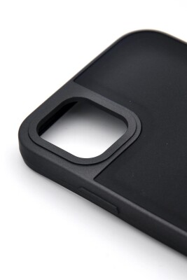 iPhone 13 Uyumlu Deri Görünümlü Sert Kapak Kılıf Siyah - 3