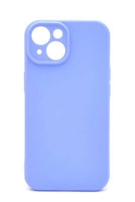 iPhone 13 Uyumlu Düz Renk Esnek Yumuşak Silikon Kılıf Rubber Açık Mor 