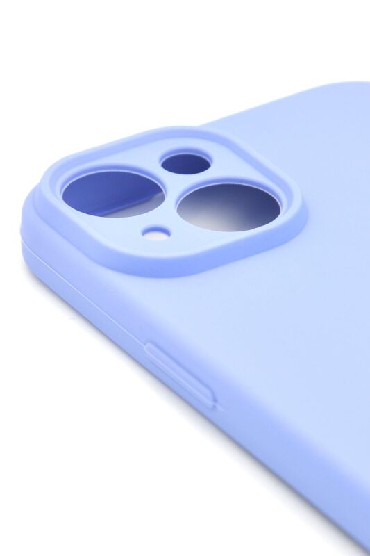 iPhone 13 Uyumlu Düz Renk Esnek Yumuşak Silikon Kılıf Rubber Açık Mor - 3