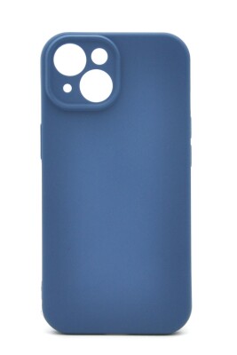iPhone 13 Uyumlu Düz Renk Esnek Yumuşak Silikon Kılıf Rubber İndigo Mavi 