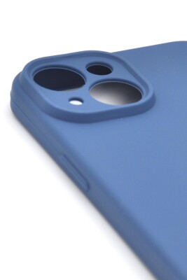 iPhone 13 Uyumlu Düz Renk Esnek Yumuşak Silikon Kılıf Rubber İndigo Mavi - 3