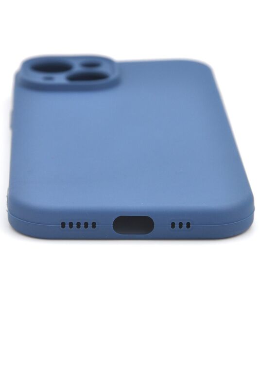 iPhone 13 Uyumlu Düz Renk Esnek Yumuşak Silikon Kılıf Rubber İndigo Mavi - 4