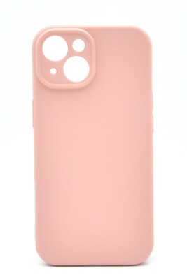 iPhone 13 Uyumlu Düz Renk Esnek Yumuşak Silikon Kılıf Rubber Pembe - 1