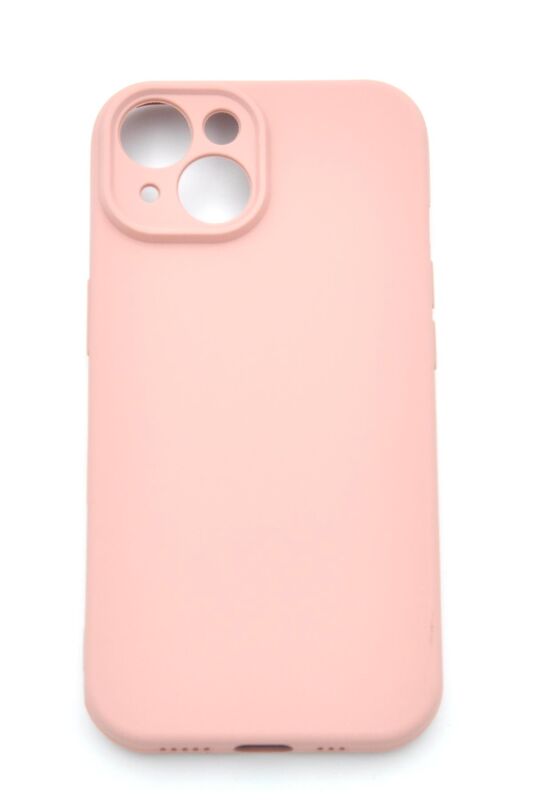 iPhone 13 Uyumlu Düz Renk Esnek Yumuşak Silikon Kılıf Rubber Pembe - 2