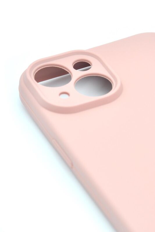 iPhone 13 Uyumlu Düz Renk Esnek Yumuşak Silikon Kılıf Rubber Pembe - 3