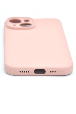 iPhone 13 Uyumlu Düz Renk Esnek Yumuşak Silikon Kılıf Rubber Pembe - 4