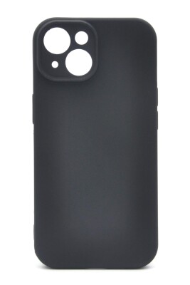 iPhone 13 Uyumlu Düz Renk Esnek Yumuşak Silikon Kılıf Rubber Siyah - 1