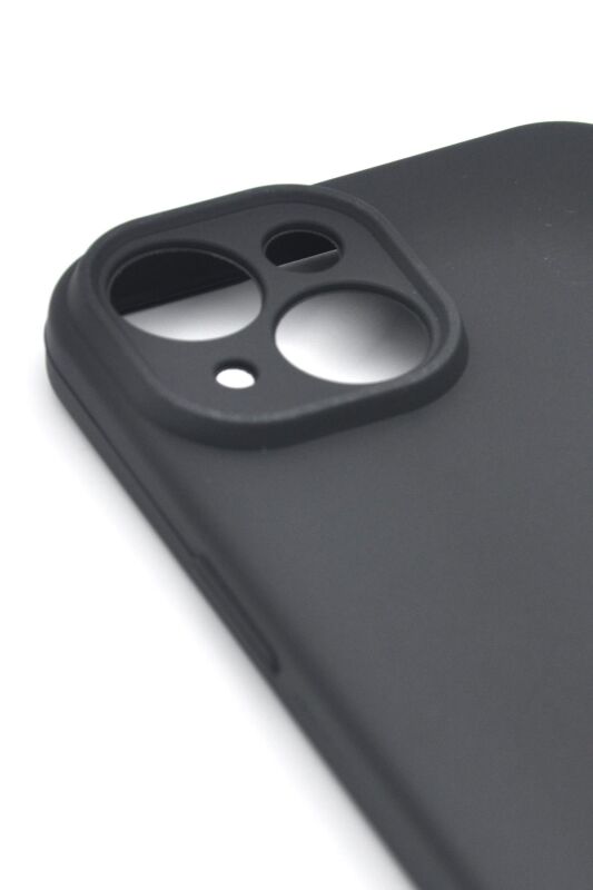 iPhone 13 Uyumlu Düz Renk Esnek Yumuşak Silikon Kılıf Rubber Siyah - 3