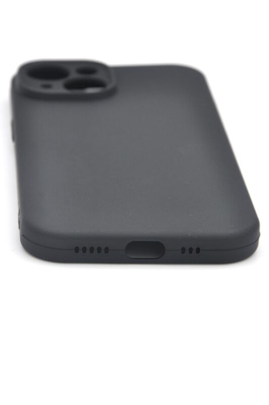 iPhone 13 Uyumlu Düz Renk Esnek Yumuşak Silikon Kılıf Rubber Siyah - 4