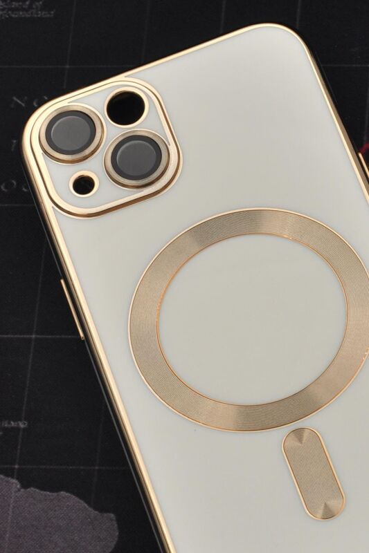 iPhone 13 Uyumlu MagSafe Özellikli Bej Renkli Lens Korumalı Kılıf - 2