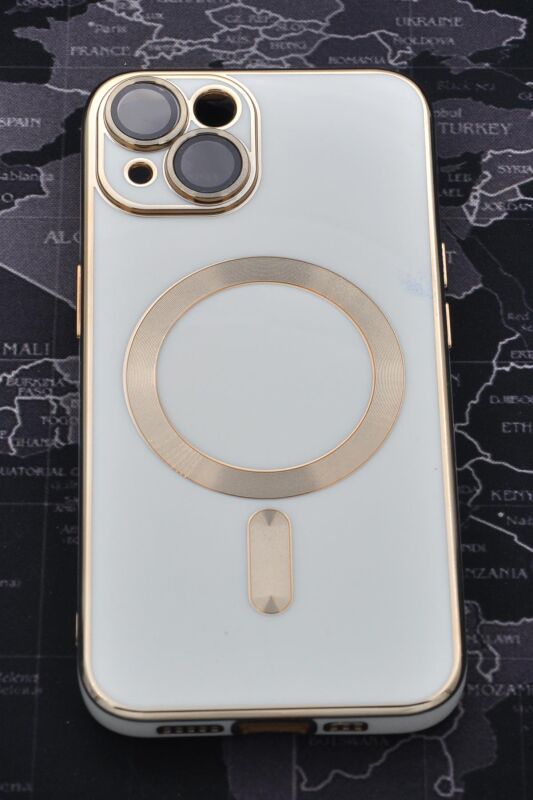 iPhone 13 Uyumlu MagSafe Özellikli Lens Korumalı Renkli Kılıf Krem - 2