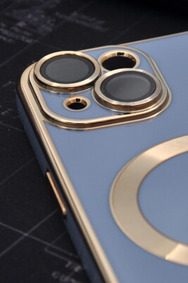iPhone 13 Uyumlu MagSafe Özellikli Lens Korumalı Renkli Kılıf Mavi - 3