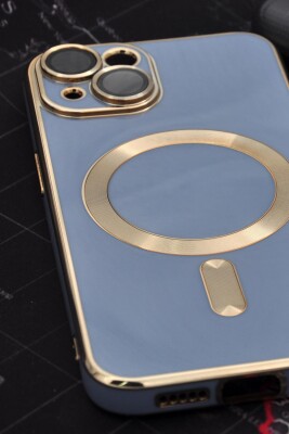 iPhone 13 Uyumlu MagSafe Özellikli Lens Korumalı Renkli Kılıf Mavi - 6