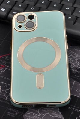 iPhone 13 Uyumlu MagSafe Özellikli Lens Korumalı Renkli Kılıf Mint Yeşili - 1