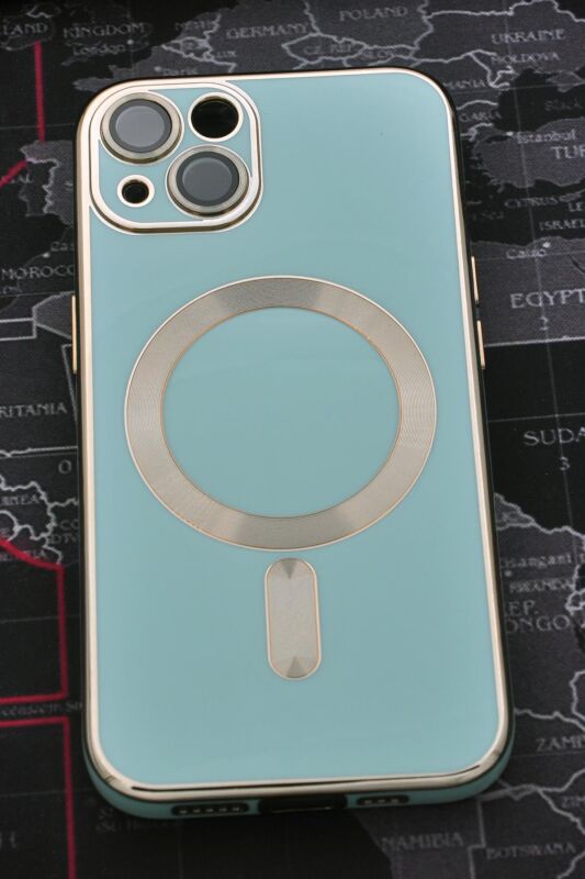 iPhone 13 Uyumlu MagSafe Özellikli Lens Korumalı Renkli Kılıf Mint Yeşili - 2