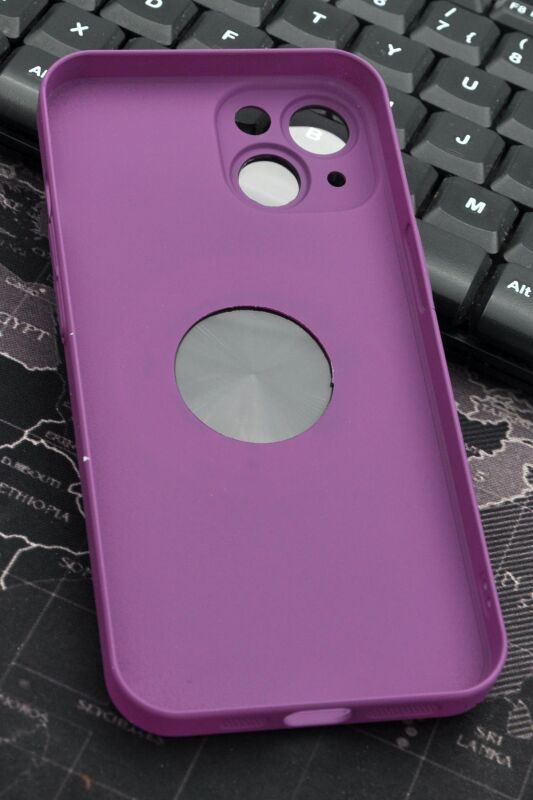 iPhone 13 Uyumlu Mor Benekli Desenli İnce Sert Kapak Kılıf Kamera Lens Korumalı - 5