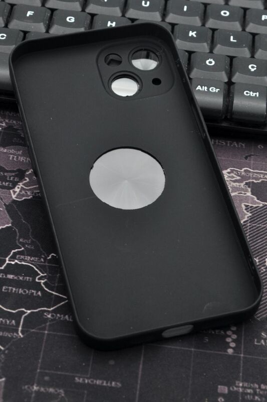 iPhone 13 Uyumlu Siyah Benekli Desenli İnce Sert Kapak Kılıf Kamera Lens Korumalı - 5