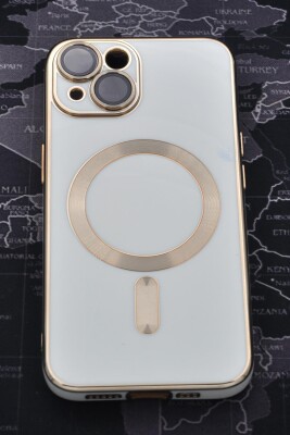 iPhone 14 Plus Uyumlu MagSafe Özellikli Lens Korumalı Renkli Kılıf Krem - 2