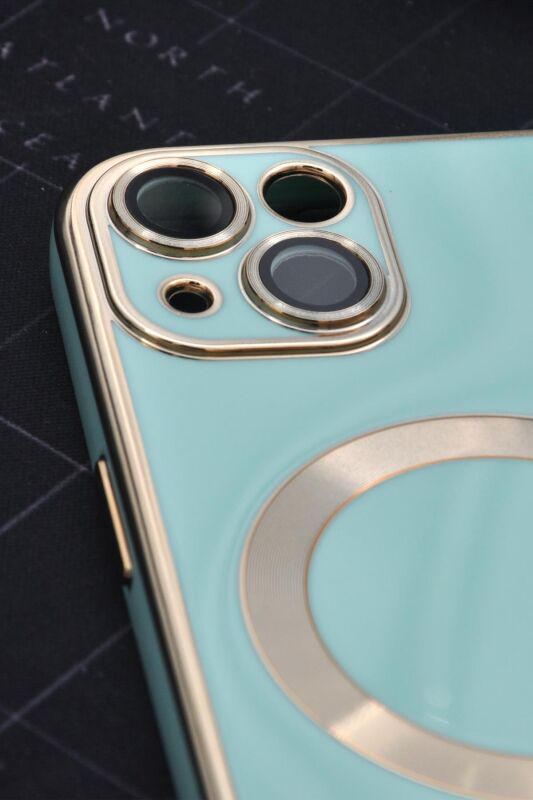 iPhone 14 Plus Uyumlu MagSafe Özellikli Lens Korumalı Renkli Kılıf Mint Yeşili - 3