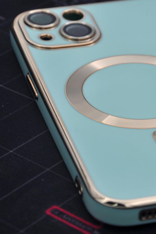 iPhone 14 Plus Uyumlu MagSafe Özellikli Lens Korumalı Renkli Kılıf Mint Yeşili - 6