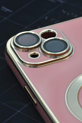 iPhone 14 Plus Uyumlu MagSafe Özellikli Lens Korumalı Renkli Kılıf Pembe - 3