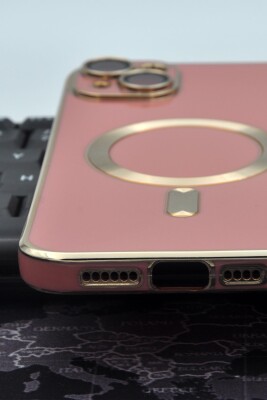 iPhone 14 Plus Uyumlu MagSafe Özellikli Lens Korumalı Renkli Kılıf Pembe - 7