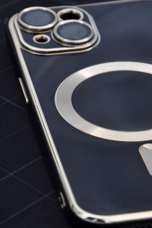 iPhone 14 Plus Uyumlu MagSafe Özellikli Lens Korumalı Renkli Kılıf Siyah - 6
