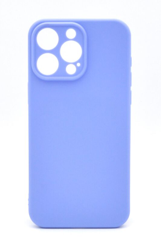 iPhone 14 Pro Max Uyumlu Düz Renk Esnek Yumuşak Silikon Kılıf Rubber Açık Mor - 1