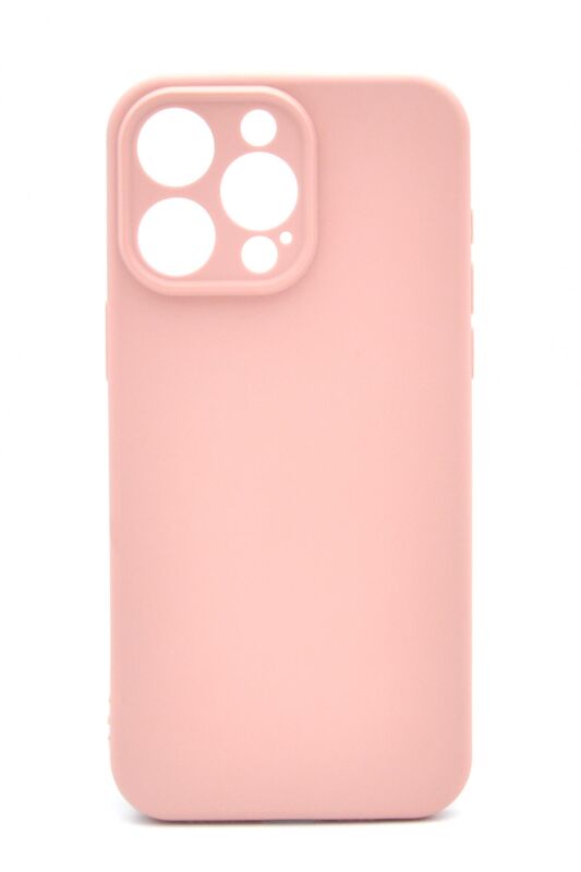 iPhone 14 Pro Max Uyumlu Düz Renk Esnek Yumuşak Silikon Kılıf Rubber Pudra Pembe - 1