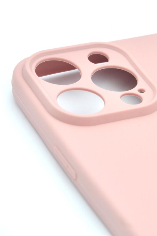 iPhone 14 Pro Max Uyumlu Düz Renk Esnek Yumuşak Silikon Kılıf Rubber Pudra Pembe - 3