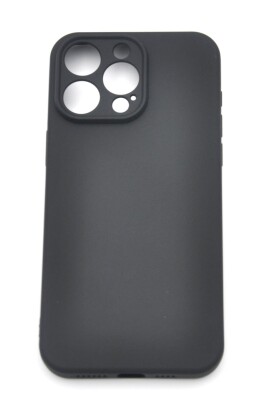 iPhone 14 Pro Max Uyumlu Düz Renk Esnek Yumuşak Silikon Kılıf Rubber Siyah - 2