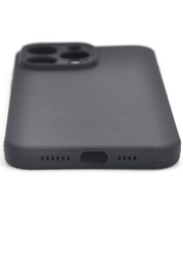 iPhone 14 Pro Max Uyumlu Düz Renk Esnek Yumuşak Silikon Kılıf Rubber Siyah - 4