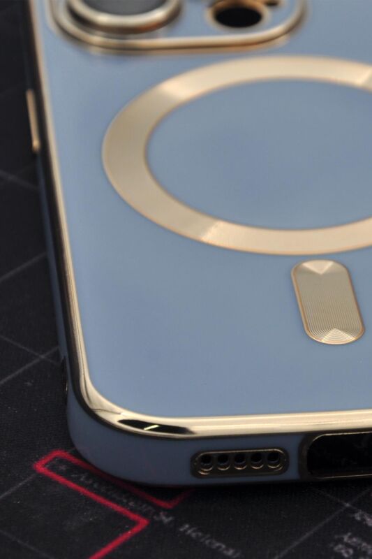 iPhone 14 Pro Max Uyumlu MagSafe Özellikli Lens Korumalı Lazerli Renkli Kılıf Mavi - 7