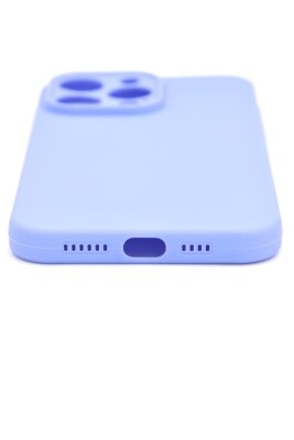 iPhone 14 Pro Uyumlu Düz Renk Esnek Yumuşak Silikon Kılıf Rubber Açık Mor - 4