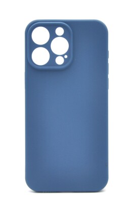 iPhone 14 Pro Uyumlu Düz Renk Esnek Yumuşak Silikon Kılıf Rubber İndigo Mavi 