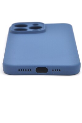 iPhone 14 Pro Uyumlu Düz Renk Esnek Yumuşak Silikon Kılıf Rubber İndigo Mavi - 4