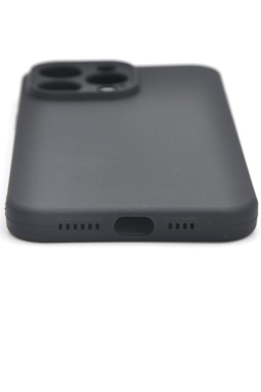 iPhone 14 Pro Uyumlu Düz Renk Esnek Yumuşak Silikon Kılıf Rubber Siyah - 4