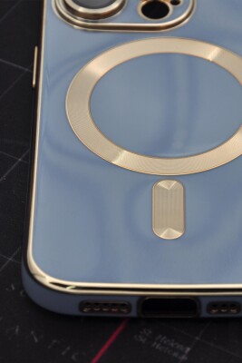 iPhone 14 Pro Uyumlu MagSafe Özellikli Lens Korumalı Lazerli Renkli Kılıf Mavi - 4