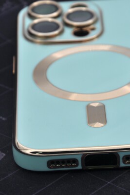 iPhone 14 Pro Uyumlu MagSafe Özellikli Lens Korumalı Lazerli Renkli Kılıf Mint Yeşili - 4