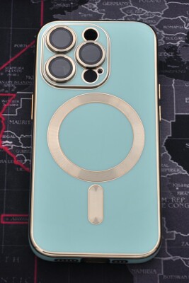 iPhone 14 Pro Uyumlu MagSafe Özellikli Lens Korumalı Lazerli Renkli Kılıf Mint Yeşili - 6